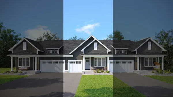 Front rendering of the Cataraqui bungalow town at Watercolour Westport.