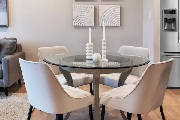 Dining table in Cataraqui Bungalow Townhome at Watercolour, Westport.