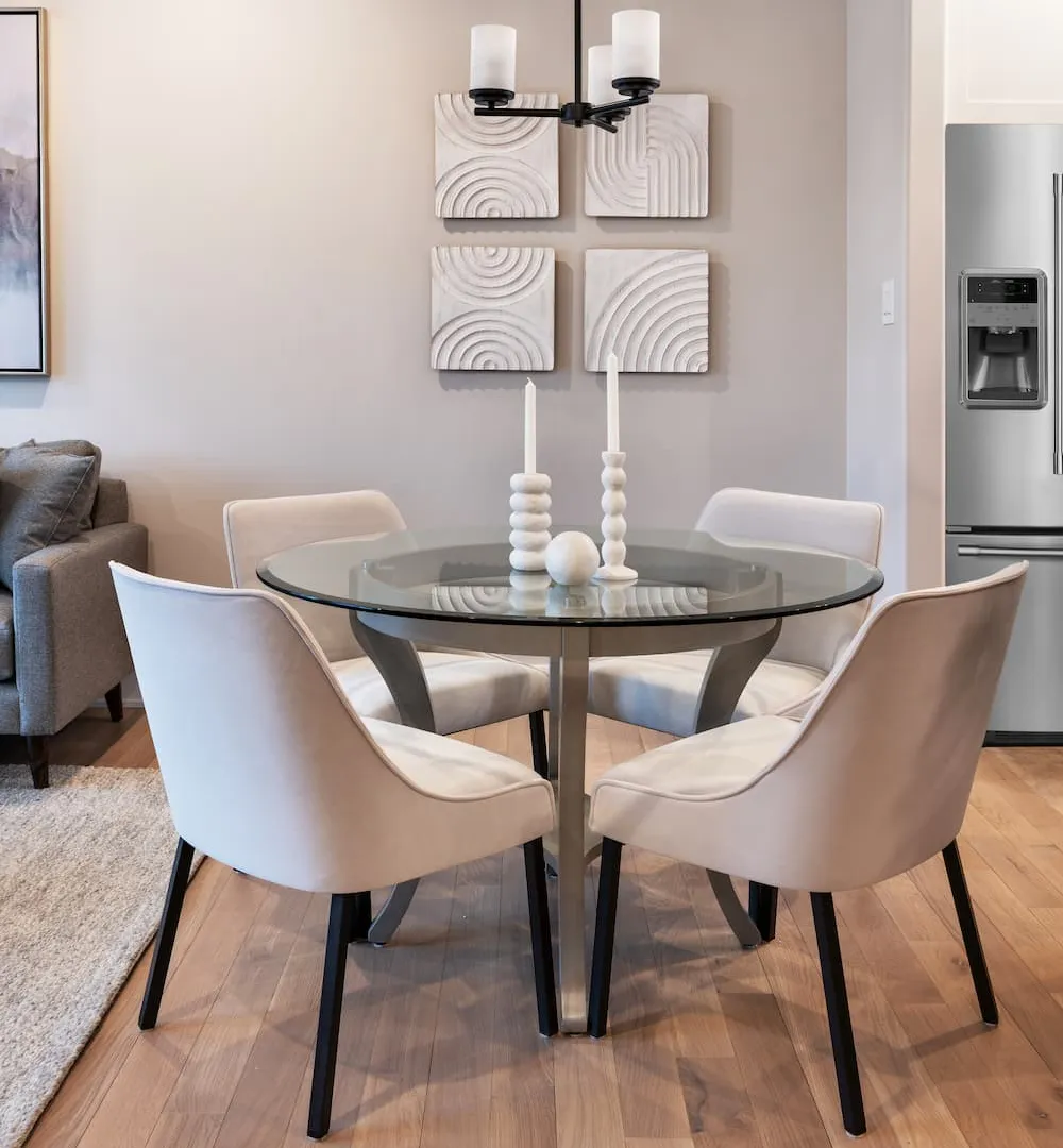 Dining table in Cataraqui Bungalow Townhome at Watercolour, Westport.