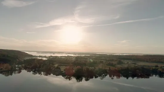 An flyby shot of Scheuermann winery in Westport, Ontario.