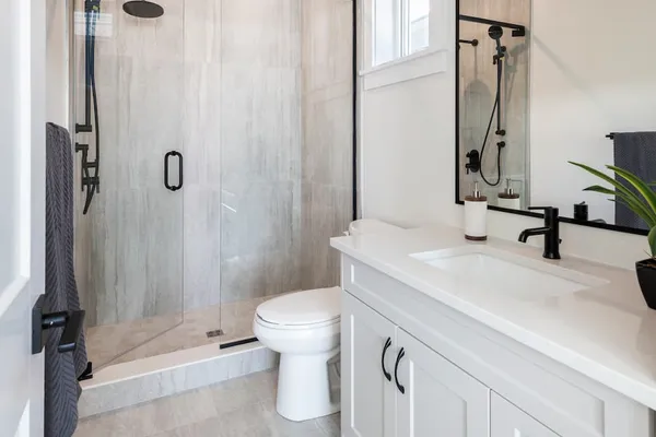 Bathroom in model home at Watercolour Westport.