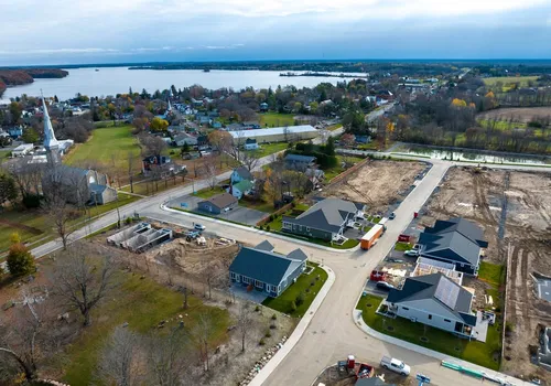 An aerial shot of the construction at Watercolour Westport.